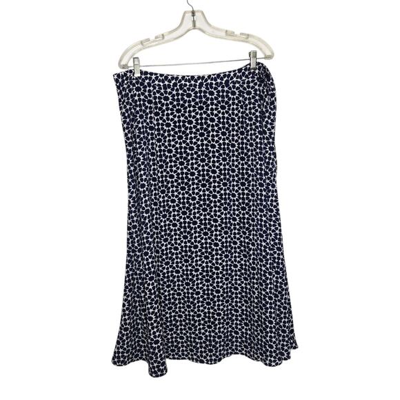 Talbots Flowy Maxi Skirt Navy White Geometric Button Front Women Plus 18 - Picture 2 of 8